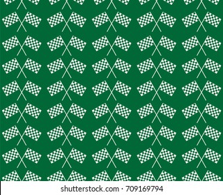 Crossed waving black and white checkered flags seamless pattern background vector endless texture. Original concept of motor sport