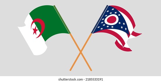 Cruzada y ondeando banderas de Argelia y el estado de Ohio. Ilustración del vector
