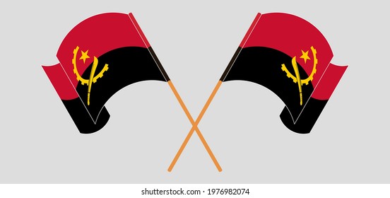 Crossed and waving flags of Angola