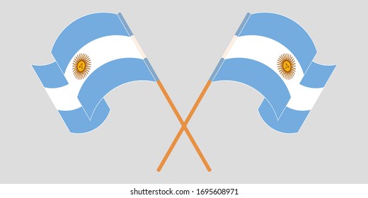 Crossed and waving flags of Argentina