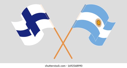 Crossed and waving flags of Argentina and Finland