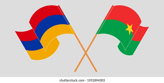 Gekreuzte und wehende Flaggen Armeniens und Burkina Fasos