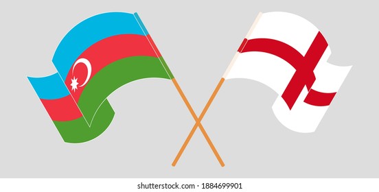 Crossed and waving flags of Azerbaijan and England