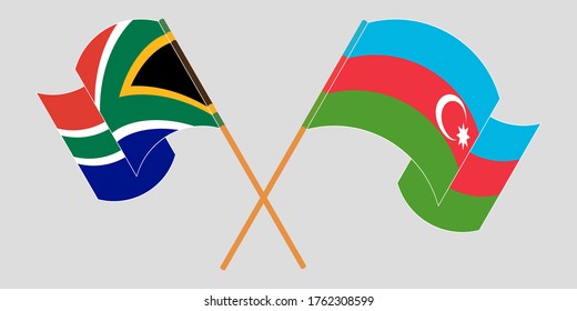 Crossed and waving flags of Azerbaijan and the RSA