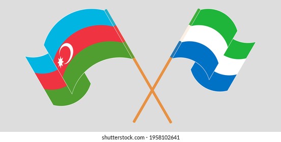 Crossed and waving flags of Azerbaijan and Sierra Leone