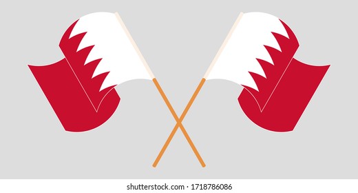 Crossed and waving flags of Bahrain