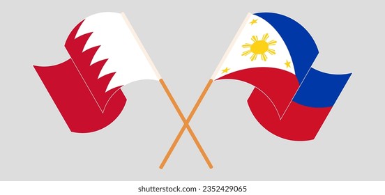 Cruzaron y ondearon banderas de Bahréin y Filipinas. Ilustración del vector
