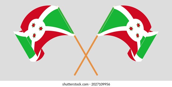 Banderas cruzadas y ondeando banderas de Burundi y Burundi