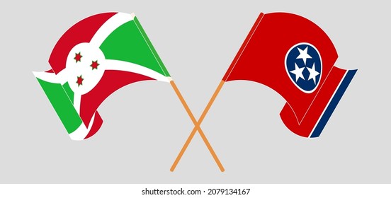 Cruzada y ondeando banderas de Burundi y el Estado de Tennessee. Ilustración del vector
