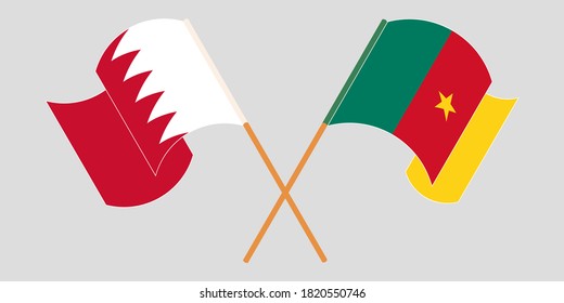 Banderas cruzadas y ondeando banderas de Camerún y Bahréin