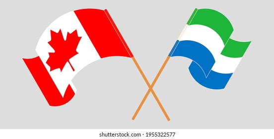 Crossed and waving flags of Canada and Sierra Leone