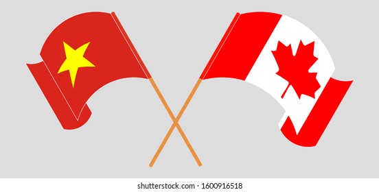 Crossed Waving Flags Canada Vietnam Vector Stock Vector (Royalty Free ...