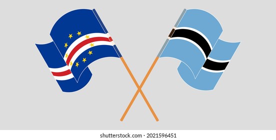 Crossed and waving flags of Cape Verde and Botswana