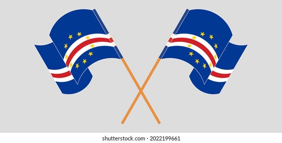 Crossed and waving flags of Cape Verde