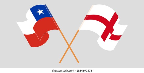 Crossed and waving flags of Chile and England