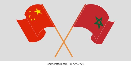 Cruzados y ondeando banderas de China y Marruecos