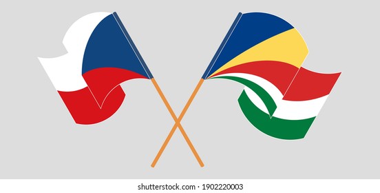 Gekreuzte und wehende Flaggen der Tschechischen Republik und der Seychellen