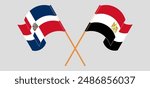 Crossed and waving flags of Dominican Republic and Egypt. Vector illustration

