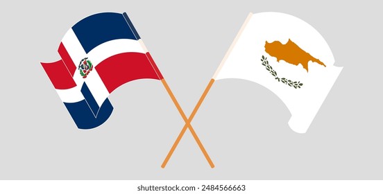 Crossed and waving flags of Dominican Republic and Cyprus. Vector illustration
