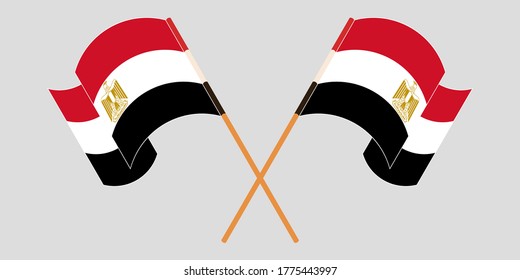 Crossed and waving flags of Egypt