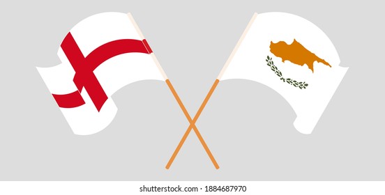 Crossed and waving flags of England and Cyprus