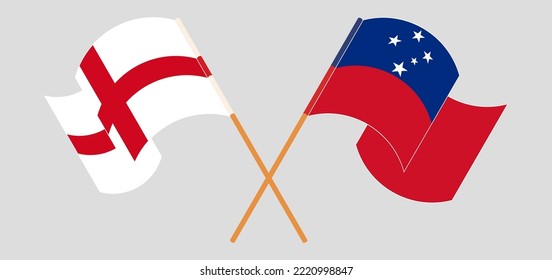 Crossed and waving flags of England and Samoa. Vector illustration
