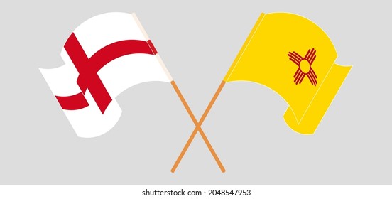 Crossed and waving flags of England and the State of New Mexico