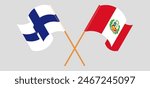 Crossed and waving flags of Finland and Peru. Vector illustration
