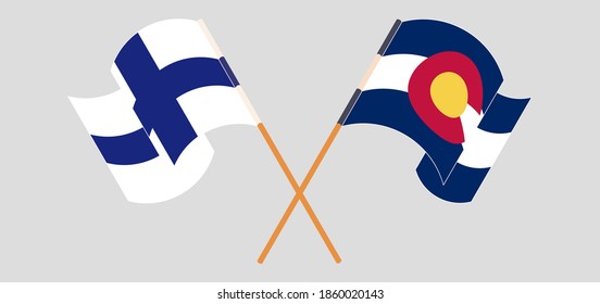 Flaggen von Finnland und dem Bundesstaat Colorado, überquert