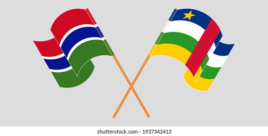 Crossed and waving flags of the Gambia and Central African Republic