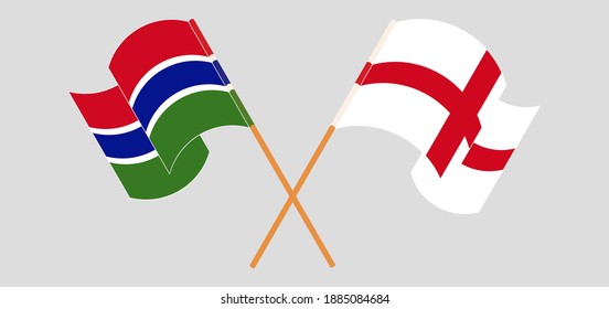 Crossed and waving flags of the Gambia and England