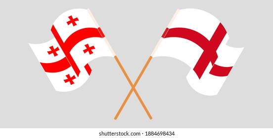 Crossed and waving flags of Georgia and England