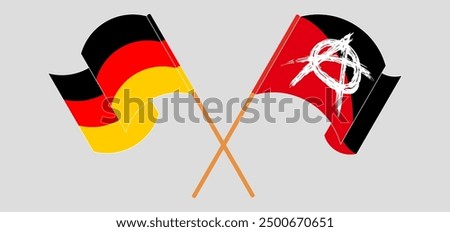 Crossed and waving flags of Germany and Anarchy. Vector illustration
