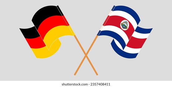 Cruzaron y ondearon banderas de Alemania y Costa Rica. Ilustración del vector
