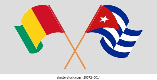 Cruzados y ondeando banderas de Guinea y Cuba
