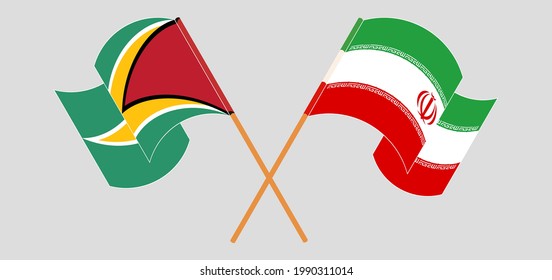 Cruzada y ondeando banderas de Guyana e Irán