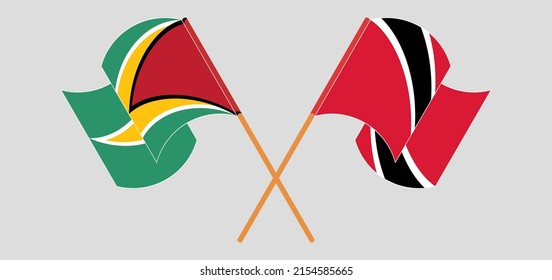 Crossed Waving Flags Guyana Trinidad Tobago Stock Vector (royalty Free 