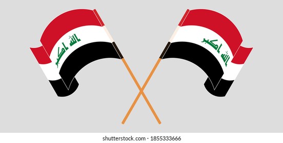Crossed and waving flags of Iraq
