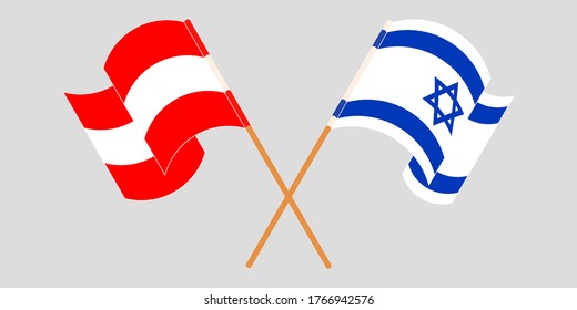 Crossed and waving flags of Israel and Austria