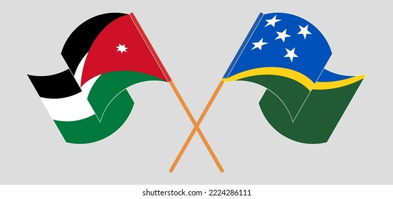 Cruzaron y ondearon banderas de Jordania y las Islas Salomón. Ilustración del vector
