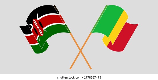 Crossed and waving flags of Kenya and Mali