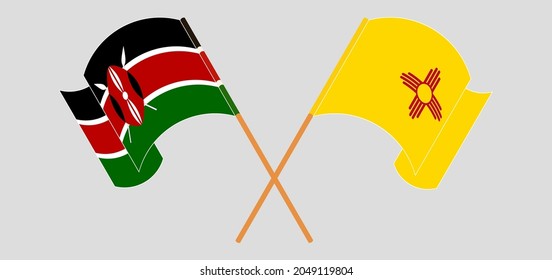 Crossed and waving flags of Kenya and the State of New Mexico