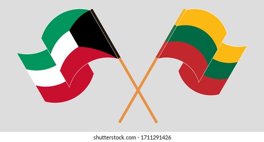 Cruzados y ondeando banderas de Kuwait y Lituania