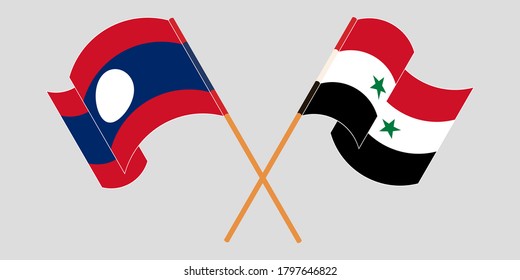 Cruzados y ondeando banderas de Laos y Siria