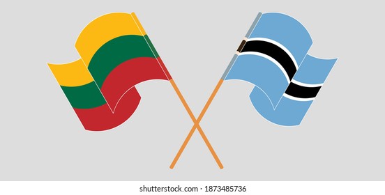 Crossed and waving flags of Lithuania and Botswana