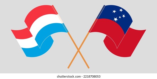 Crossed and waving flags of Luxembourg and Samoa. Vector illustration
