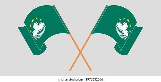 Crossed and waving flags of Macau