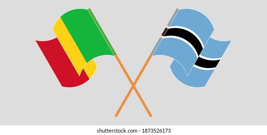 Gekreuzte und wehende Flaggen von Mali und Botsuana