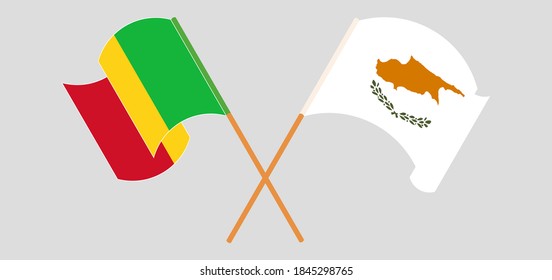 Gekreuzte und wehende Flaggen Malis und Zyperns