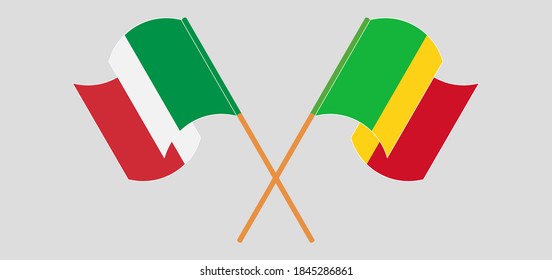  Crossed and waving flags of Mali and Italy